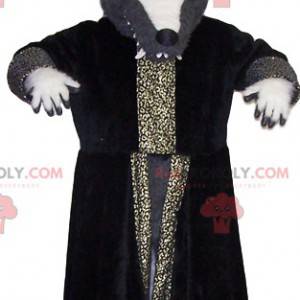 Maskotka szarego wilka z dużym płaszczem czarodzieja -