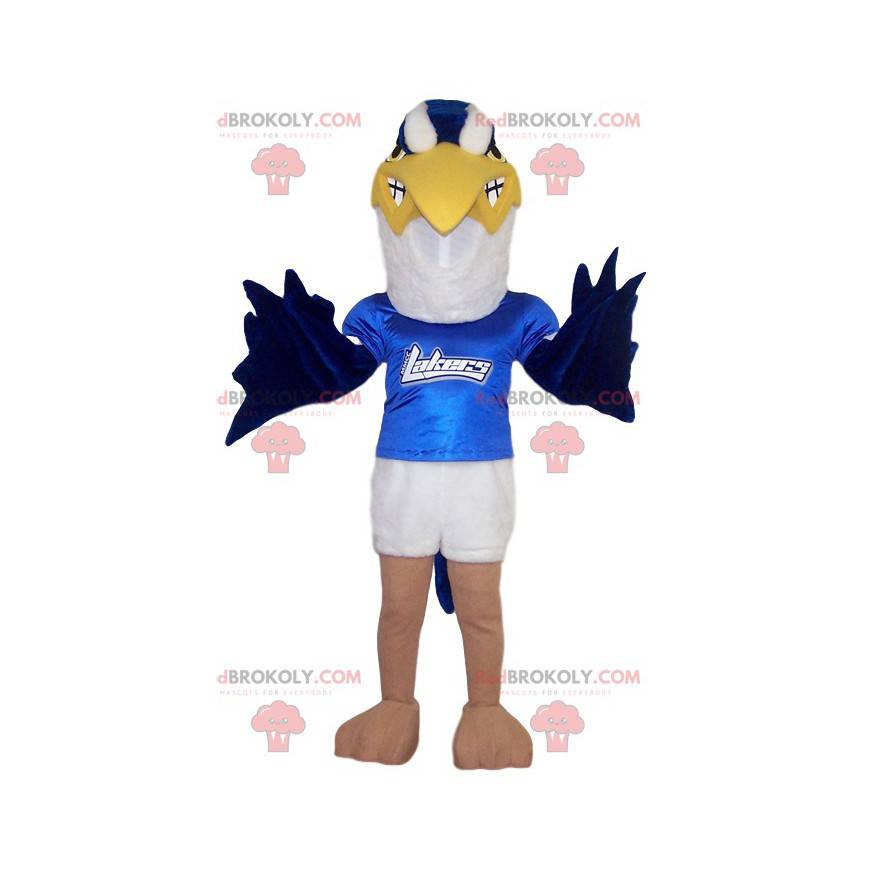 Mascote águia dourada branca e azul com sua camisa azul - Mascote águia dourada branca e azul com sua camisa azul -