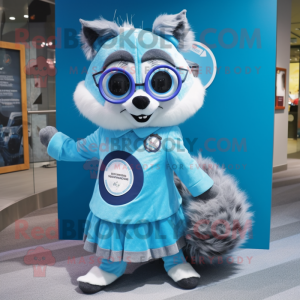 Sky Blue Raccoon maskot...