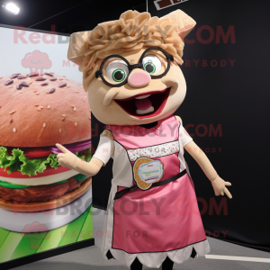 nan Pulled Pork Sandwich mascot costume character dressed with a Mini Skirt and Wraps