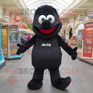 Black Aglet mascot costume character dressed with a Romper and Necklaces