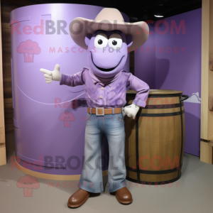 Lavender Cowboy mascot costume character dressed with a Tank Top and Clutch bags