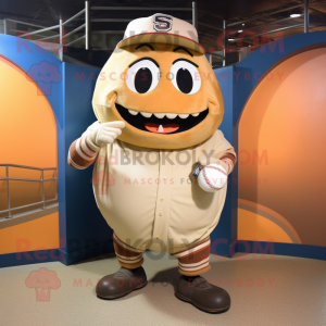 Tan Pumpkin mascot costume character dressed with a Baseball Tee and Wraps