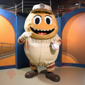 Tan Pumpkin mascot costume character dressed with a Baseball Tee and Wraps