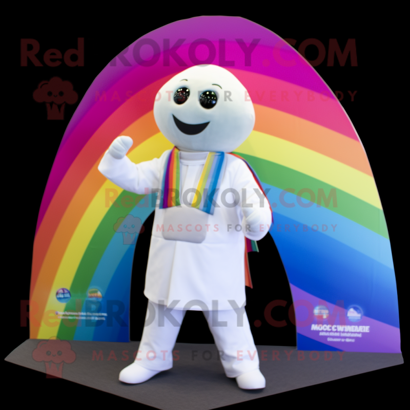 White Rainbow mascot costume character dressed with a Blazer and Scarves White Rainbow mascot costume character dressed with a Blazer and Scarves