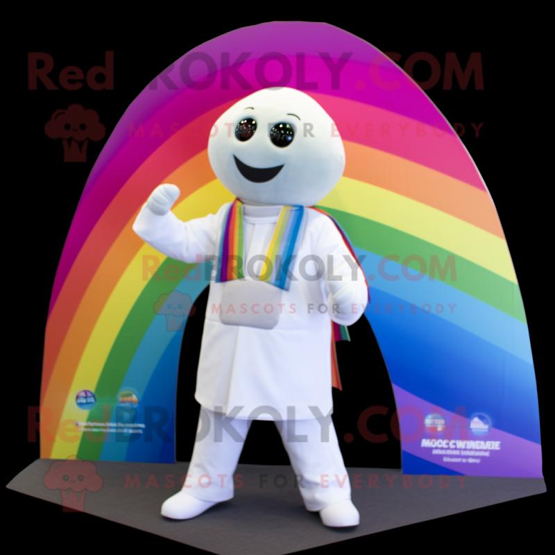 White Rainbow mascot costume character dressed with a Blazer and Scarves