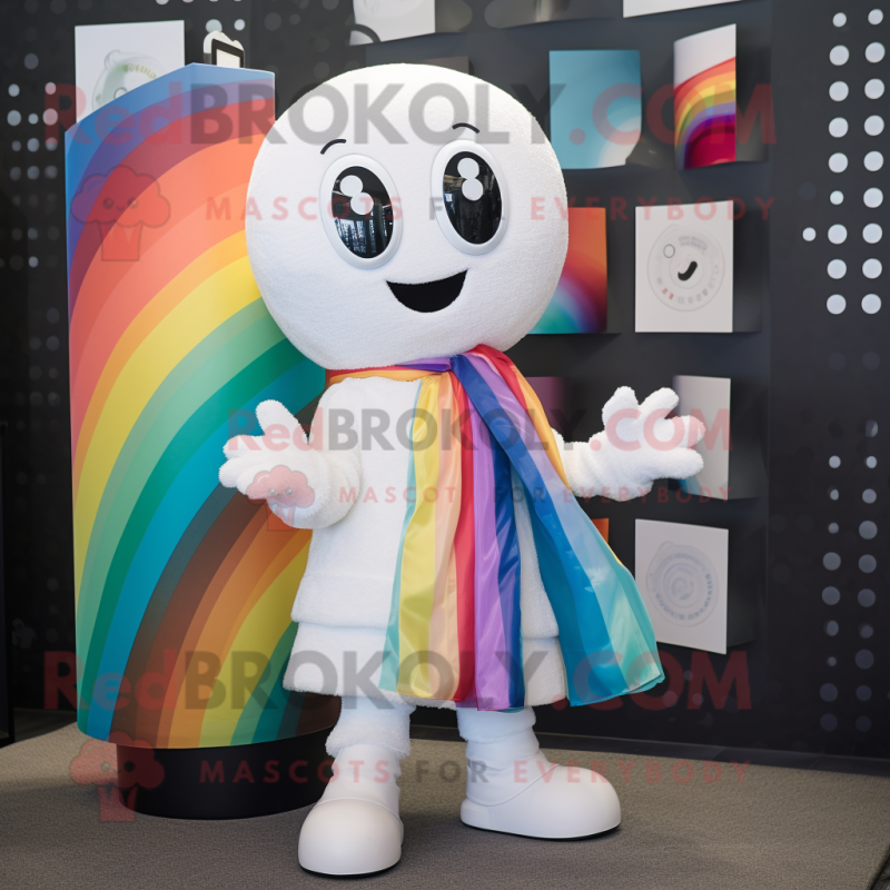 White Rainbow mascot costume character dressed with a Blazer and Scarves