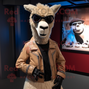 Tan Llama maskot kostume...