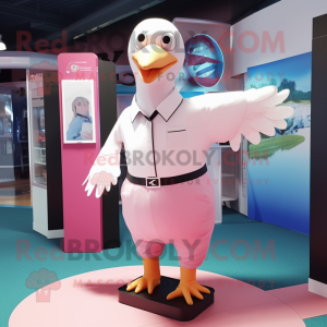 Pink Gull maskot kostume...