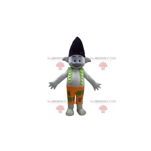 Grå pixie maskot med en sjov frisure - Redbrokoly.com