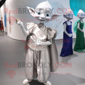 Silver Elf mascot costume character dressed with a Dress Shirt and Coin purses