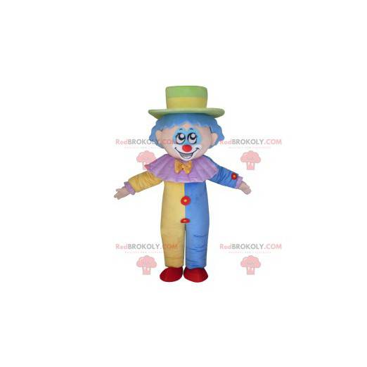 Bardzo urocza maskotka klauna z pastelowym kostiumem -