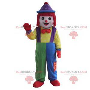 Clown mascotte met een lappendeken kostuum - Redbrokoly.com