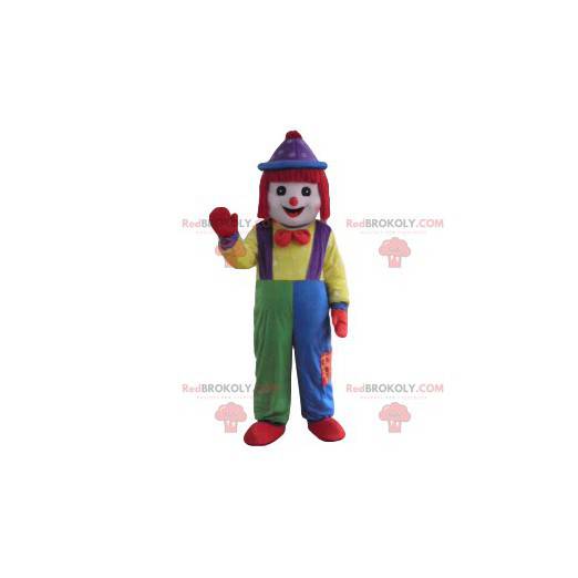 Clown mascotte met een lappendeken kostuum - Redbrokoly.com