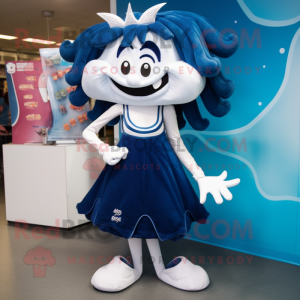 Navy Tooth Fairy mascot costume character dressed with a Swimwear and Shoe laces
