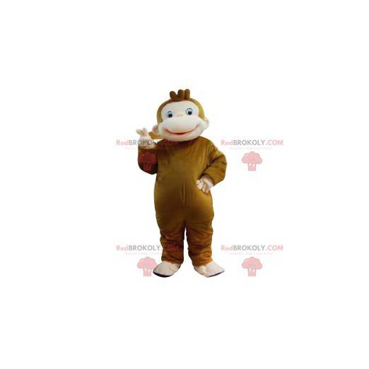 Brun abe maskot med et stort smil - Redbrokoly.com