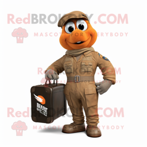 Rust Air Force Soldier mascot costume character dressed with a Henley Shirt and Briefcases