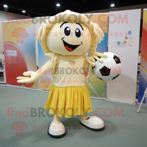 Cream Soccer Goal maskot...