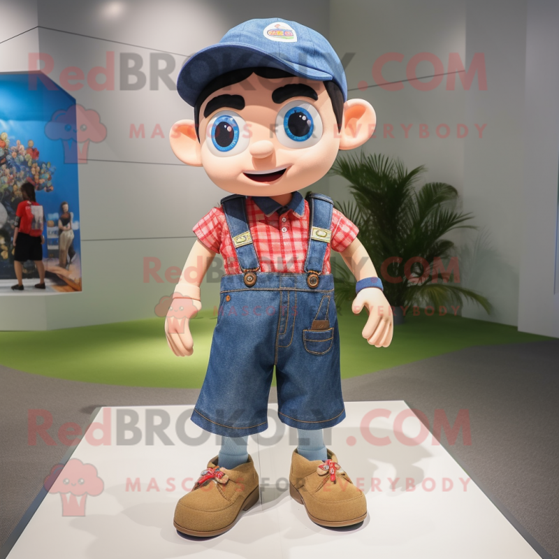 nan Bracelet mascot costume character dressed with a Denim Shorts and Suspenders nan Bracelet mascot costume character dressed with a Denim Shorts and Suspenders