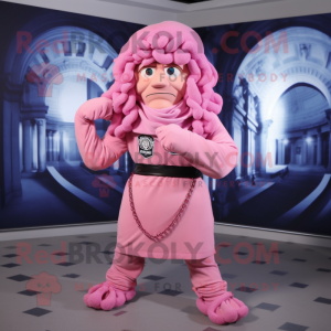 Pink Medusa maskot kostume...