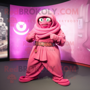 Pink Medusa mascot costume character dressed with a Hoodie and Belts