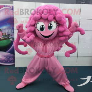 Pink Medusa maskot kostume...