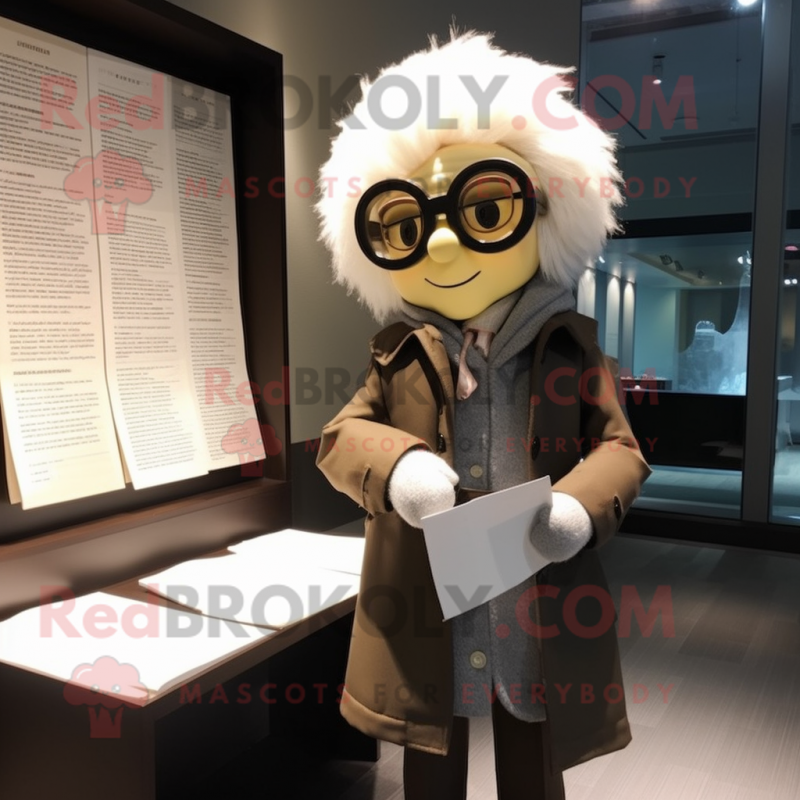 nan Attorney mascot costume character dressed with a Parka and Eyeglasses nan Attorney mascot costume character dressed with a Parka and Eyeglasses