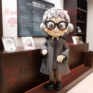 nan Attorney mascot costume character dressed with a Parka and Eyeglasses