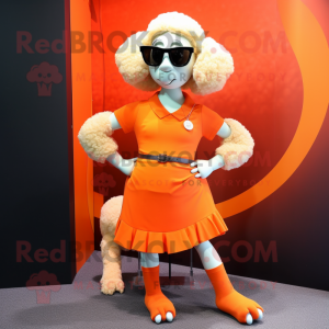 Orange Sheep mascot costume character dressed with a Mini Skirt and Sunglasses