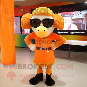 Orange Sheep maskot kostym...