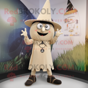 Beige Witch S Hat maskot...