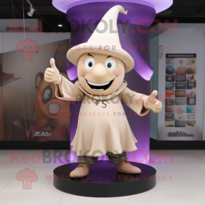 Beige Witch'S Hat mascot costume character dressed with a Joggers and Bracelets
