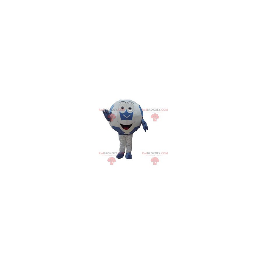 White and blue soccer ball mascot - Redbrokoly.com