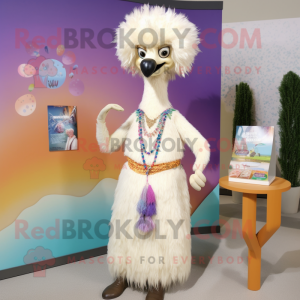 Cream Emu maskot kostume...