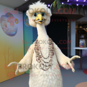 Cream Emu maskot kostym...