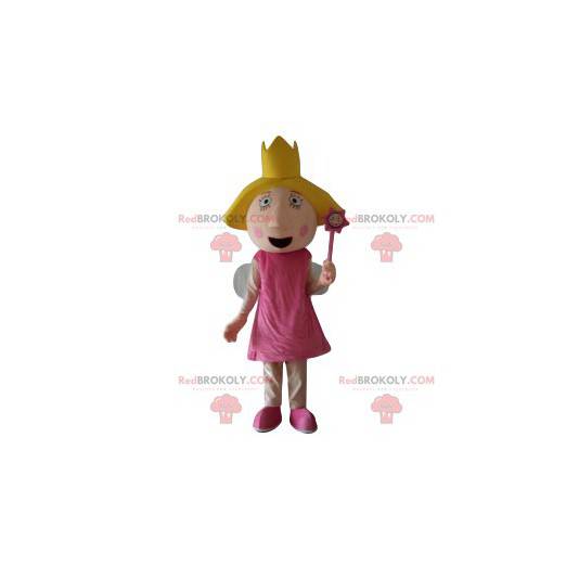 Fe maskot med rosa kjole og krone - Redbrokoly.com
