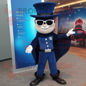 Navy Magician mascot costume character dressed with a Bootcut Jeans and Sunglasses
