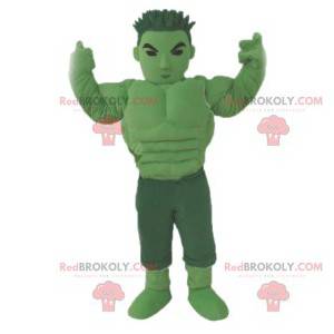 Groene manga krijger mascotte. Groen krijger kostuum -