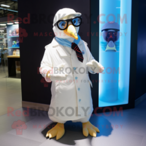 White Penguin mascot costume character dressed with a Parka and Cufflinks