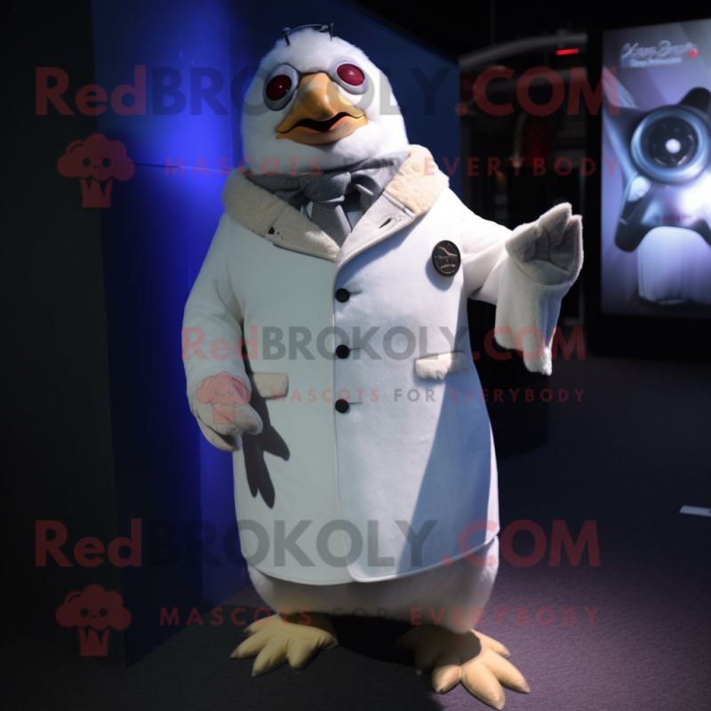 White Penguin mascot costume character dressed with a Parka and Cufflinks White Penguin mascot costume character dressed with a Parka and Cufflinks