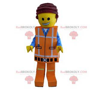 Mascotte di Playmobil in abiti da lavoro arancioni -