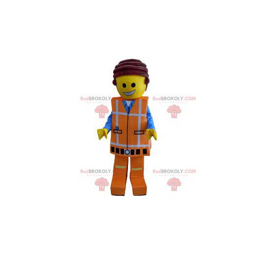 Playmobil maskot i orange arbejdstøj - Redbrokoly.com