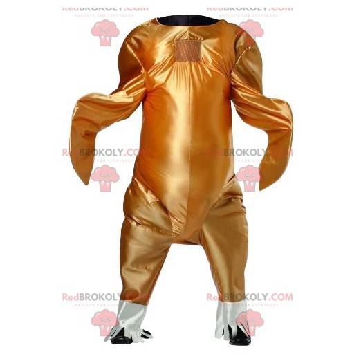 Mascote de frango dourado. Fantasia de frango - Redbrokoly.com