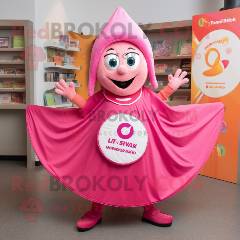 Pink Tikka Masala mascot costume character dressed with a Circle Skirt and Wallets