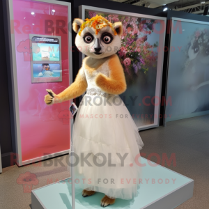 Peach Lemur maskot kostume...