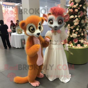 Peach Lemur maskot kostume...