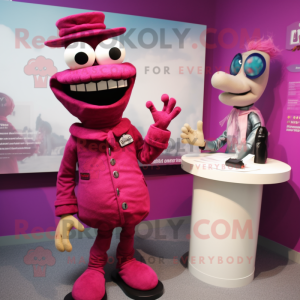 Magenta Doctor mascot costume character dressed with a Turtleneck and Brooches