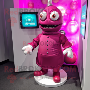 Magenta Doctor mascot costume character dressed with a Turtleneck and Brooches