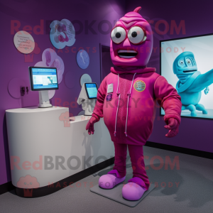 Magenta Doctor mascot costume character dressed with a Turtleneck and Brooches