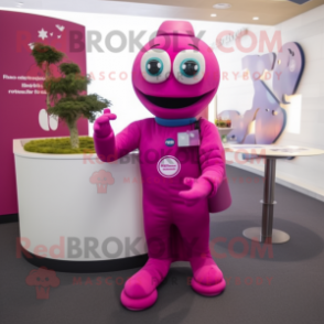 Magenta Doctor mascot costume character dressed with a Turtleneck and Brooches
